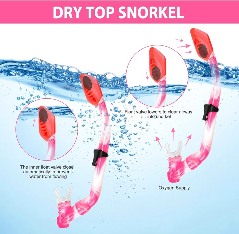 ACQCES Kids Snorkel Set Dry Top Snorkeling Gear for Kids Youth Boys Girls Junior Age 5-15,Tempered Glass Swimming Diving Mask and Snorkel Set 180 Degree Panoramic View - Image 5